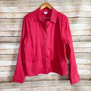 CAbi #5472 Valentine Red Button Down Linen Blend Suit Jacket Size XL
